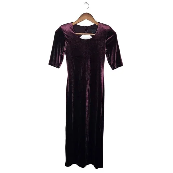 open lace back dress A-line Short Sleeve Purple Prom Dress,Purple Casual Dress Y6055 –  Simplepromdress main image 1